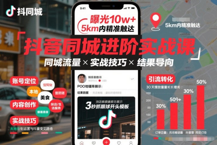抖音同城进阶实战课，助你同城流量拿到结果-赛德副业库