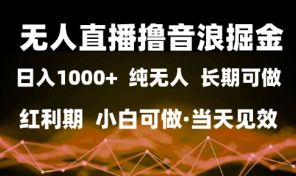 无人直播撸音浪掘金，日入1k+，纯无人红利期，小白可做，当天见效【揭秘】-赛德副业库