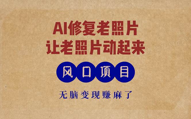 （13296期）最新风口项目，AI一键修复老照片，让老照片动起来，接单到手软，无脑变...-赛德副业库