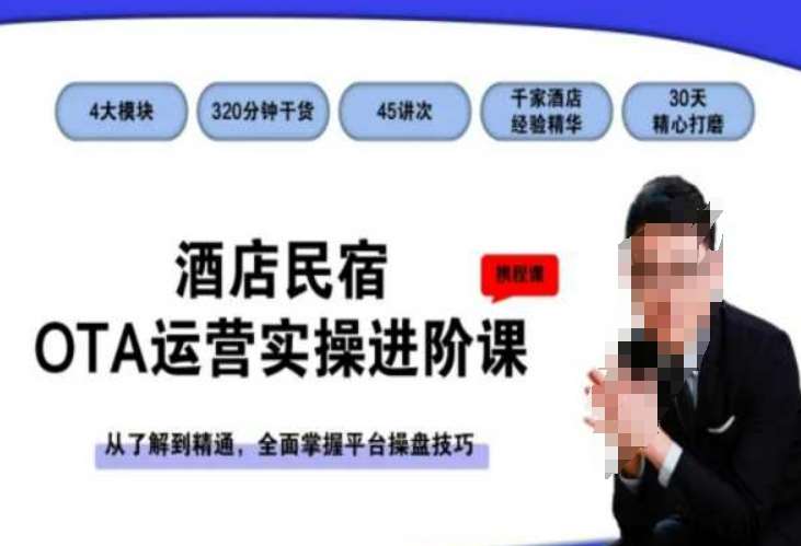酒店民宿OTA运营实操进阶课,从了解到精通,全面掌握平台操盘技巧-赛德副业库