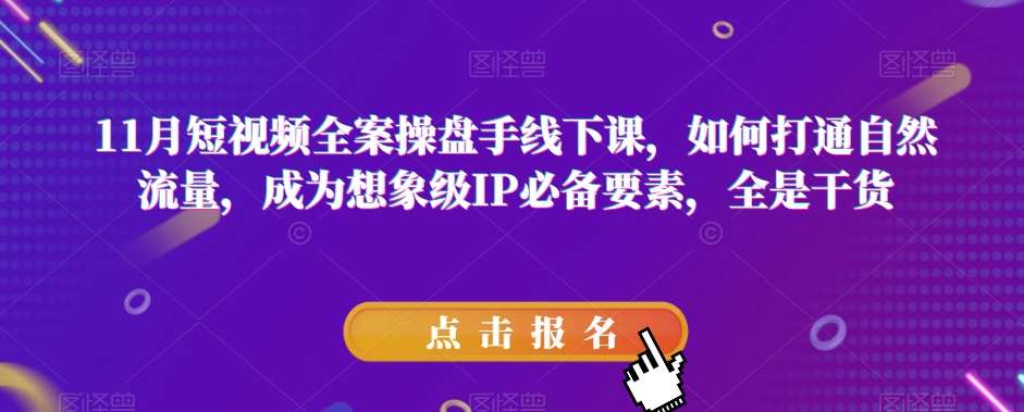 11月短视频全案操盘手线下课，如何打通自然流量，成为想象级IP必备要素，全是干货-赛德副业库