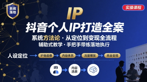 抖音个人IP系统落地实操大课,实操课程,辅助落地-赛德副业库