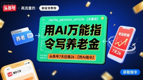 用AI万能指令写养老金,头条号7天狂撸2k【附AI指令】-赛德副业库