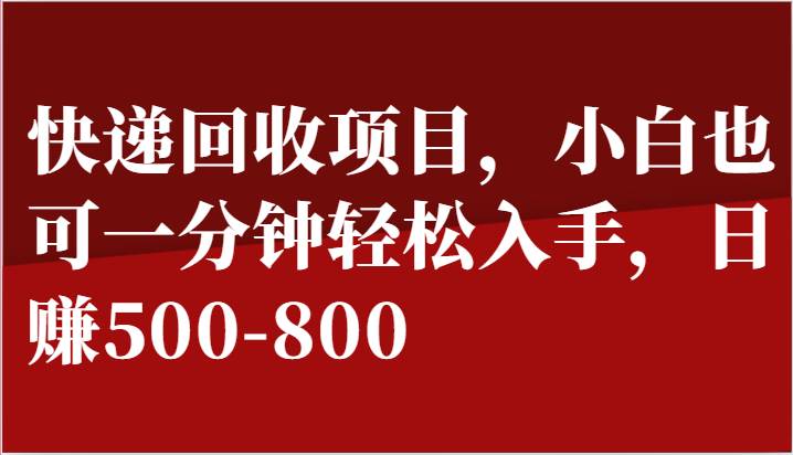 快递回收项目，小白也可一分钟轻松入手，日赚500-800-赛德副业库