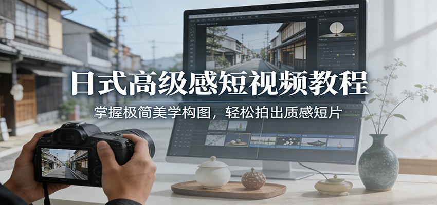 日式高级感短视频教程:掌握极简美学构图,轻松拍出质感短片-赛德副业库