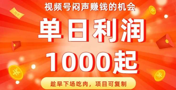 视频号闷声赚钱的机会，趁早下场吃肉，项目可复制，单日利润1000起【揭秘】-赛德副业库