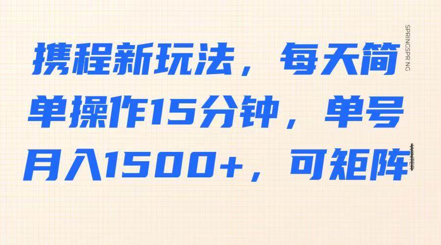 携程新玩法,每天简单操作15分钟,单号月入1500+,可矩阵-赛德副业库