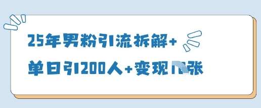 25年男粉引流拆解+单日引200人+变现多张-赛德副业库