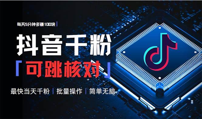 （13704期）抖音跳核对涨千粉，每天5分钟多赚100元，可批量操作，简单无脑有手就行-赛德副业库