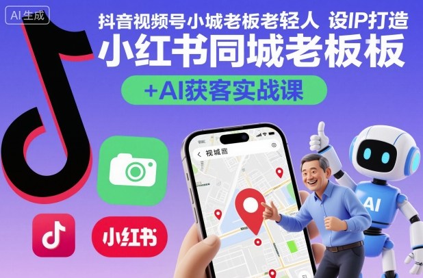 抖音视频号小红书同城老板轻人设IP打造+AI获客实战课,人设打造-算法拆解-拍摄剪辑-内容运营-AI创作-赛德副业库