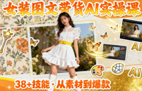 女装图文带货的AI实操课,覆盖38个实用技能,快速提升素材制作效率-赛德副业库