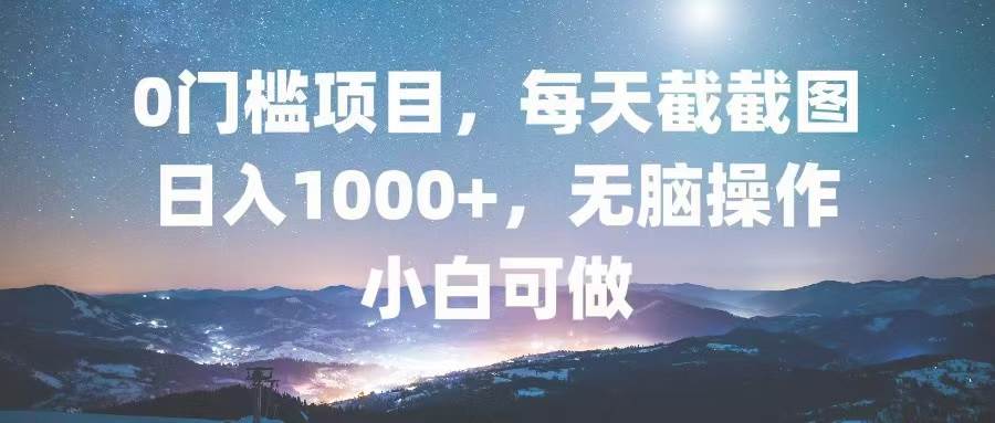 （13160期）0门槛项目，每天截截图，日入1000+，轻松无脑，小白可做-赛德副业库