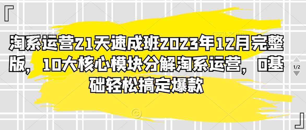 淘系运营21天速成班2023年12月完整版，10大核心模块分解淘系运营，0基础轻松搞定爆款-赛德副业库