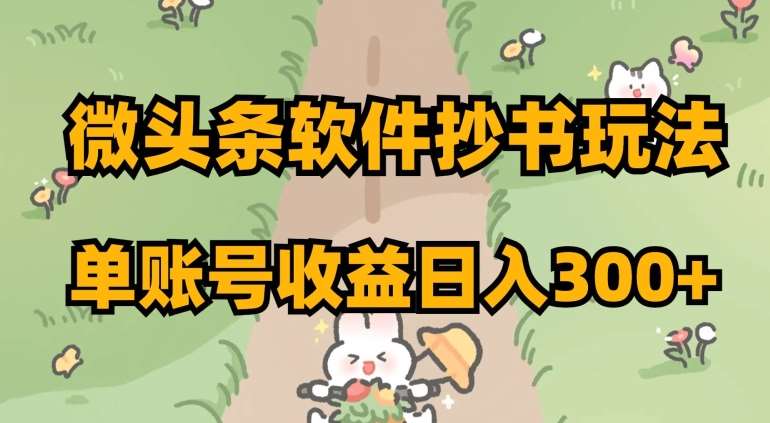 微头条软件抄书玩法，单账号收益日入300+【揭秘】-赛德副业库