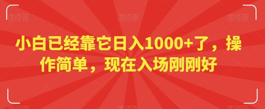 小白已经靠它日入1000+了，操作简单，现在入场刚刚好【揭秘】-赛德副业库