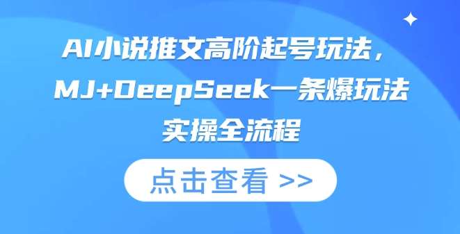 AI小说推文高阶起号玩法，MJ+DeepSeek一条爆玩法实操全流程-赛德副业库