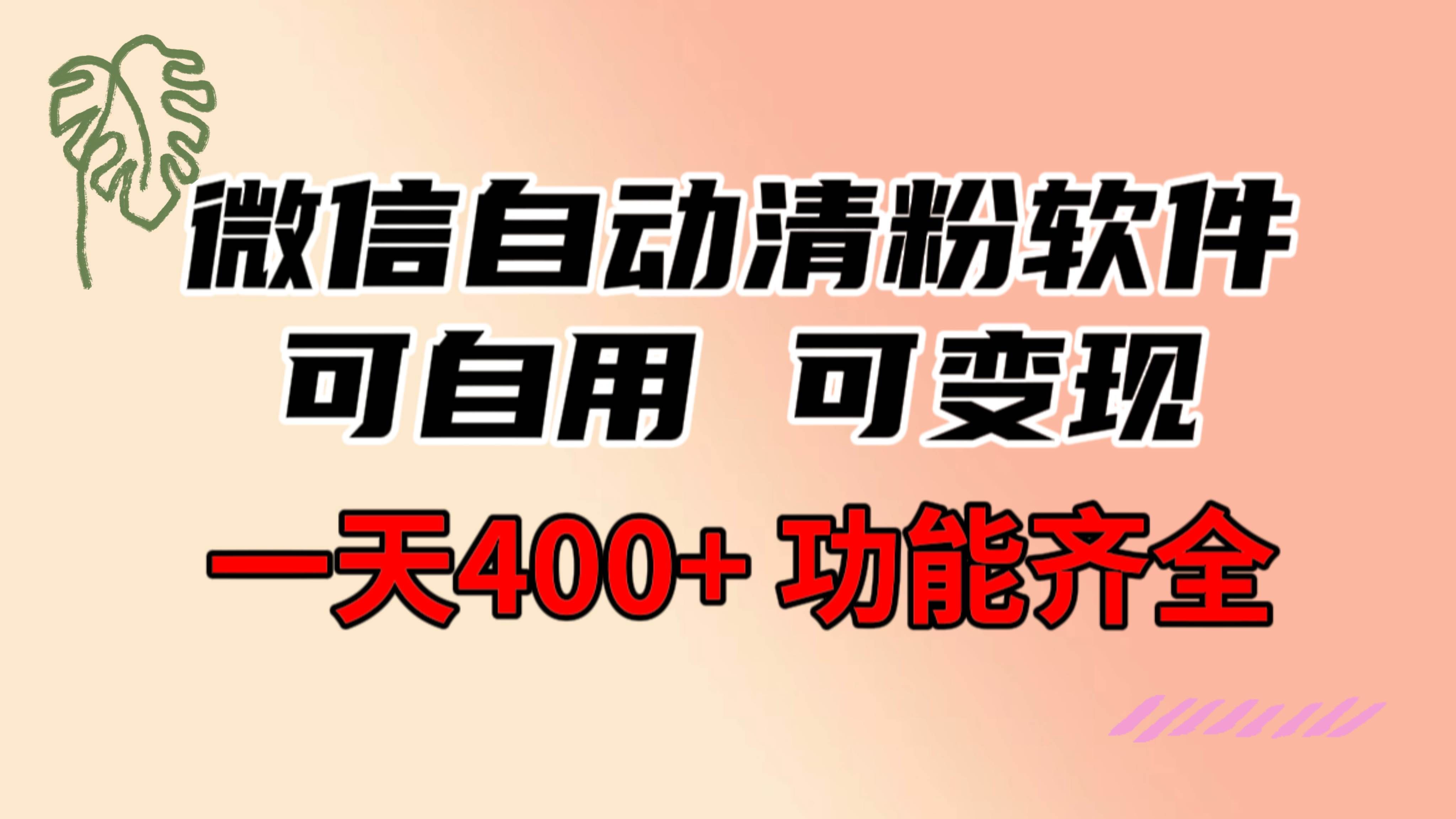(8580期)功能齐全的微信自动清粉软件,可自用可变现,一天400+,0成本免费分享-赛德副业库