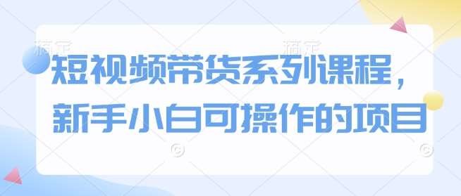短视频带货系列课程，新手小白可操作的项目-赛德副业库