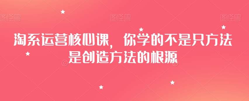 淘系运营核心课，你学的不是只方法是创造方法的根源-赛德副业库