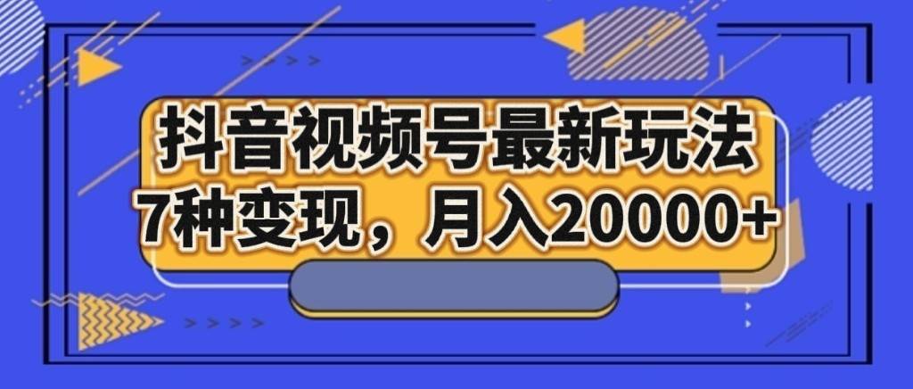 抖音视频号最新玩法，7种变现，月入20000+-赛德副业库