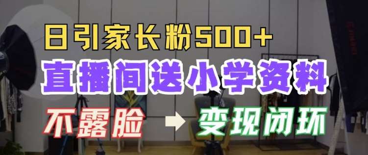 直播间送小学资料，每天引流家长粉500+，变现闭环模式【揭秘】-赛德副业库