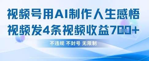 用AI做人生感悟视频，4条视频当天收益782-赛德副业库