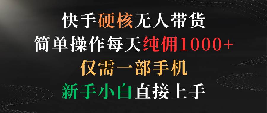 (9475期)快手硬核无人带货,简单操作每天纯佣1000+,仅需一部手机,新手小白直接上手-赛德副业库