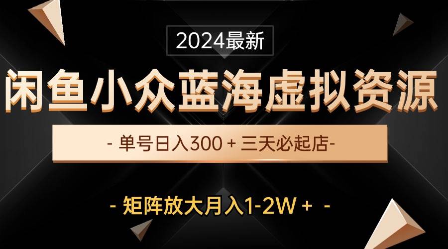 （10336期）最新闲鱼小众蓝海虚拟资源，单号日入300＋，三天必起店，矩阵放大月入1-2W-赛德副业库
