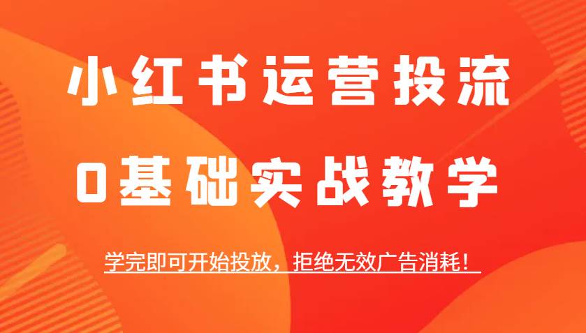 小红书运营投流，0基础实战教学，学完即可开始投放，拒绝无效广告消耗！-赛德副业库