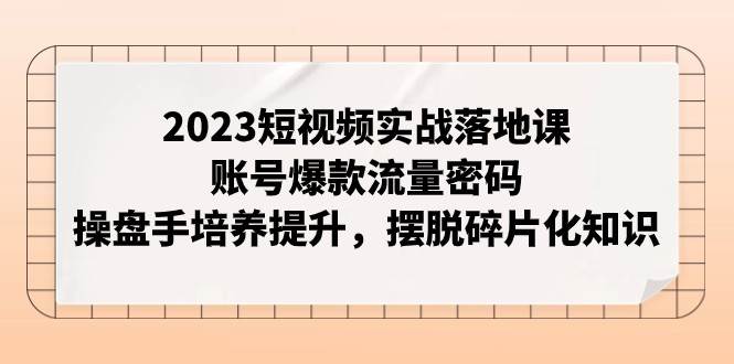 2023短视频实战落地课，账号爆款流量密码，操盘手培养提升，摆脱碎片化知识-赛德副业库