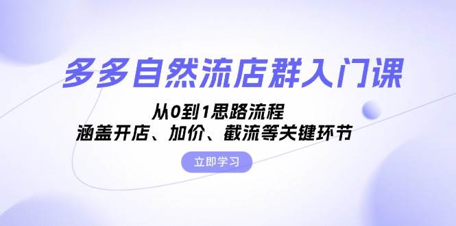 （13279期）多多自然流店群入门课，从0到1思路流程，涵盖开店、加价、截流等关键环节-赛德副业库
