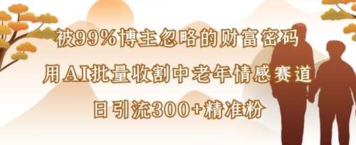 被99%博主忽略的财富密码:用AI批量收割中老年情感赛道,日引流300+精准粉-赛德副业库