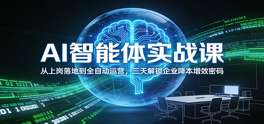 AI智能体实战课:从上岗落地到全自动运营,三天解锁企业降本增效密码-赛德副业库