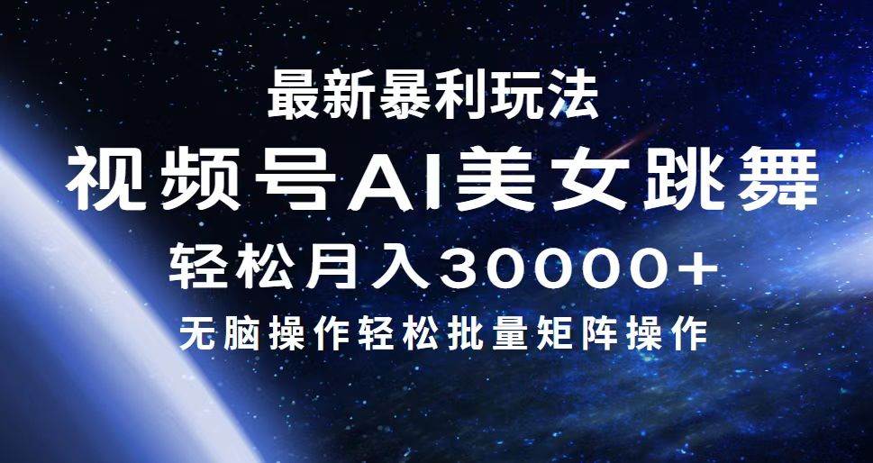 （12377期）最新暴利玩法视频号AI美女，简单矩阵轻松月入30000+-赛德副业库