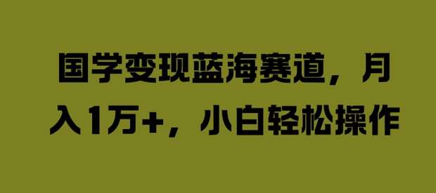 国学变现蓝海赛道,月入1W+,小白轻松操作【揭秘】-赛德副业库