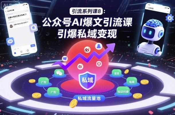 引流系列课8：公众号AI爆文引流课，引爆私域变现-赛德副业库