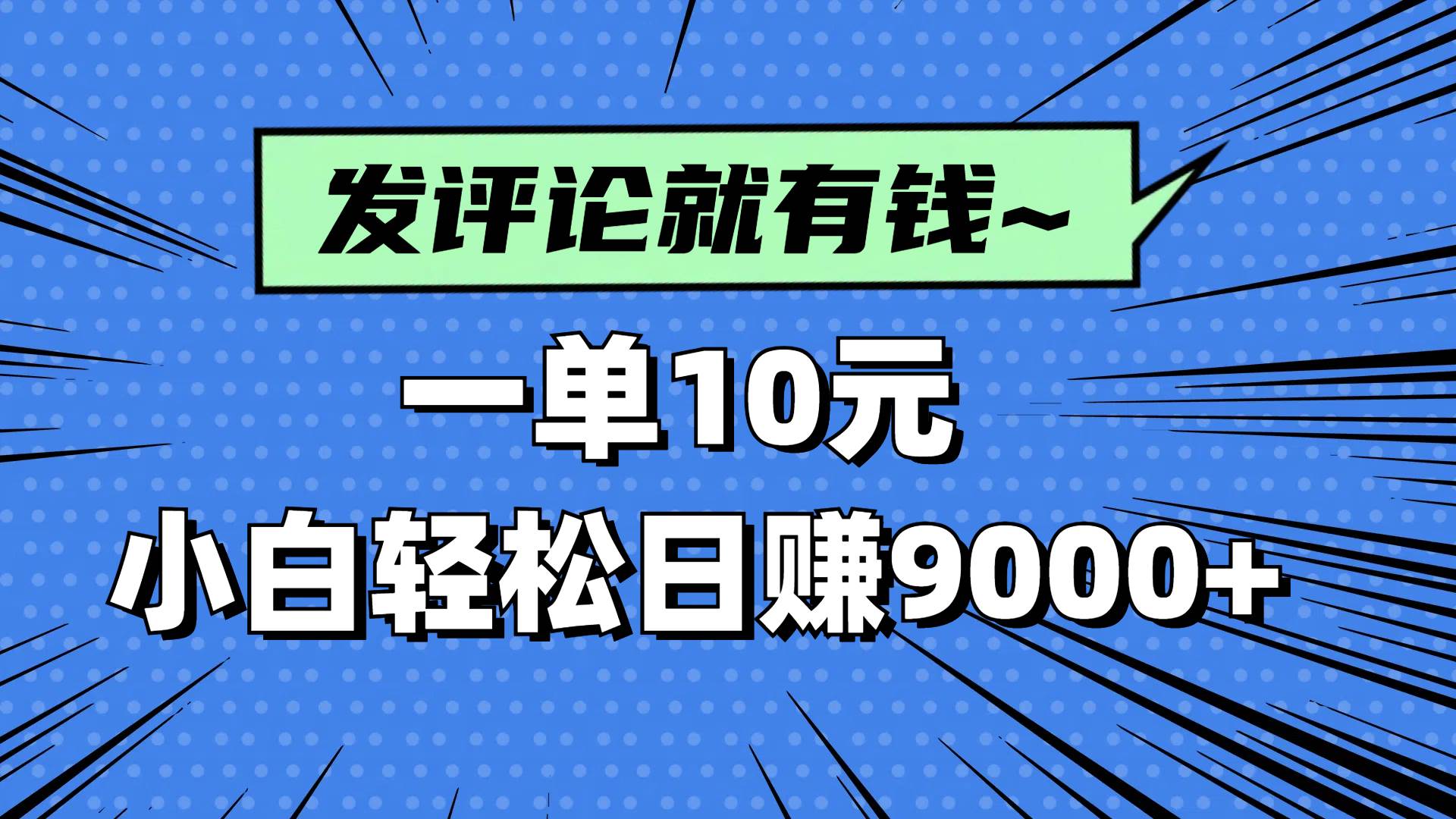（14511期）评论就有收益，一单10元，小白也能轻松日赚9000+-赛德副业库