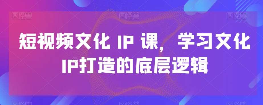 短视频文化IP课，学习文化IP打造的底层逻辑-赛德副业库