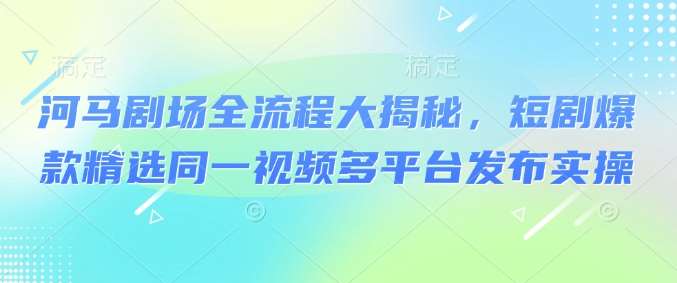 河马剧场全流程大揭秘，短剧爆款精选同一视频多平台发布实操-赛德副业库
