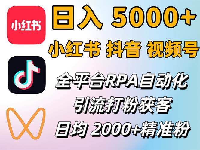 （12421期）小红书、抖音、视频号RPA全自动矩阵引流截流获客工具，日均2000+精准粉丝-赛德副业库