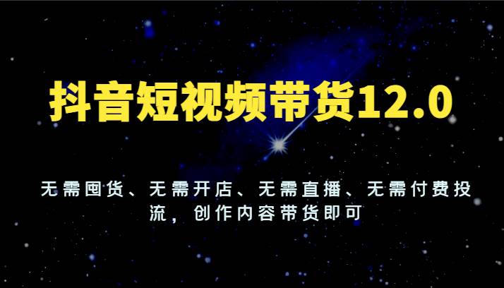 抖音短视频带货12.0，无需囤货、无需开店、无需直播、无需付费投流，创作内容带货即可-赛德副业库