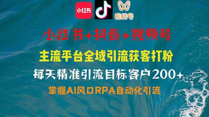 （14484期）小红书、抖音、视频号全域多平台引流获客，日引目标客户200+，RPA自动…-赛德副业库