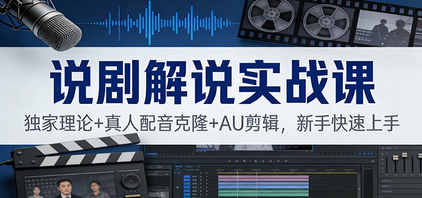 说剧解说实战课:独家理论+真人配音克隆+AU剪辑,新手快速上手-赛德副业库