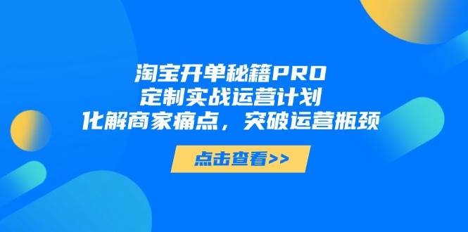 (14642期)淘宝开单秘籍PRO,定制实战运营计划,化解商家痛点,突破运营瓶颈-赛德副业库