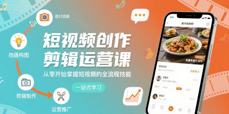 短视频创作剪辑运营课，从零开始掌握短视频的全流程技能-赛德副业库