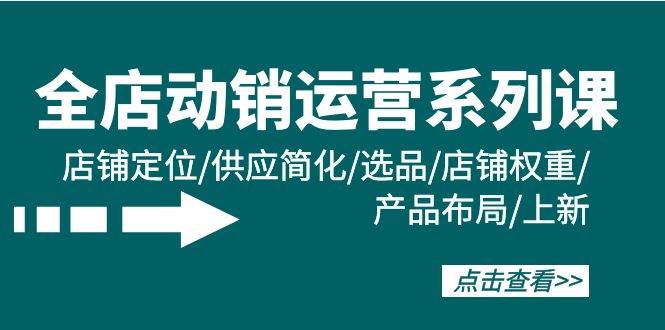 (9845期)全店·动销运营系列课:店铺定位/供应简化/选品/店铺权重/产品布局/上新-赛德副业库