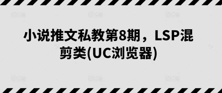 小说推文私教第8期,LSP混剪类(UC浏览器)-赛德副业库