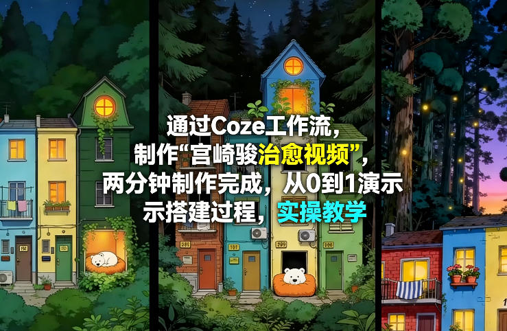 通过Coze工作流制作《宫崎骏治愈视频》,两分钟制作完成,从0到1演示搭建过程,实操教学-赛德副业库