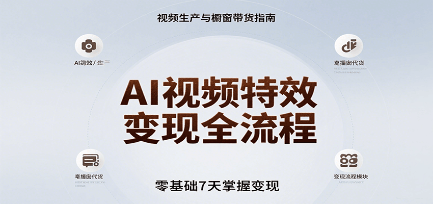 AI视频特效变现全流程，零基础7天掌握视频生产到橱窗带货变现-赛德副业库