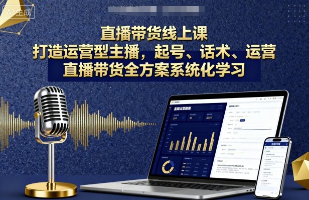 直播带货线上课，打造运营型主播，起号、话术、运营，直播带货全方案系统化学习-赛德副业库